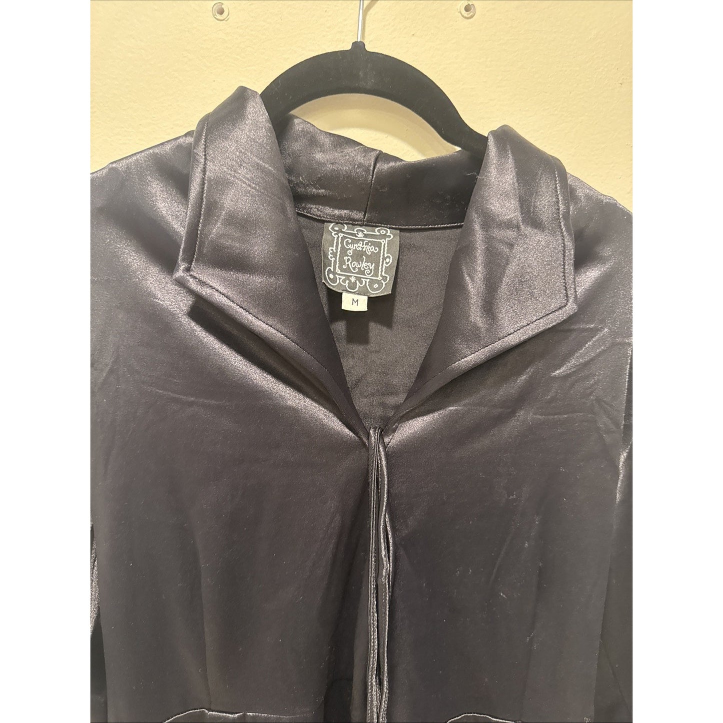 CYNTHIA ROWLEY Midi Dress Black Satin