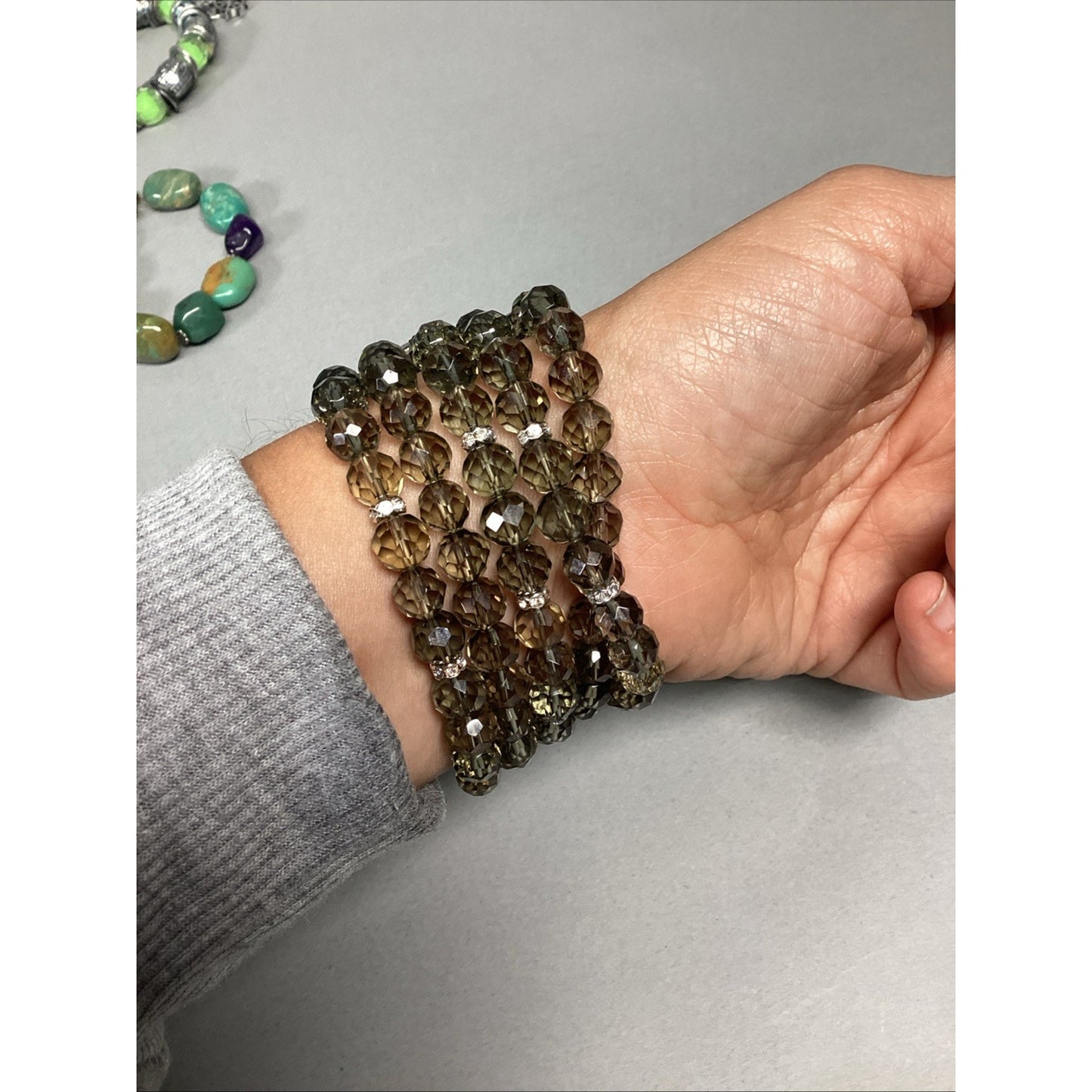 Vintage Women’s Cluster Beaded 5 Strand Stretch Bracelet