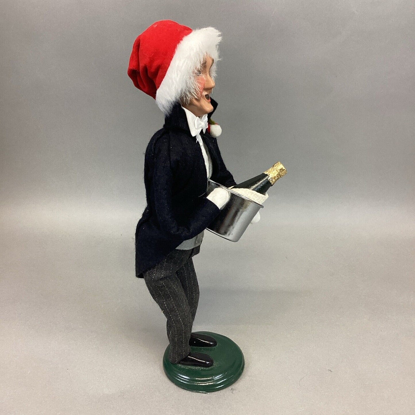 Byers Choice 1999 Caroler Man Butler w/ Santa Hat Holding Ice Bucket & Champagne