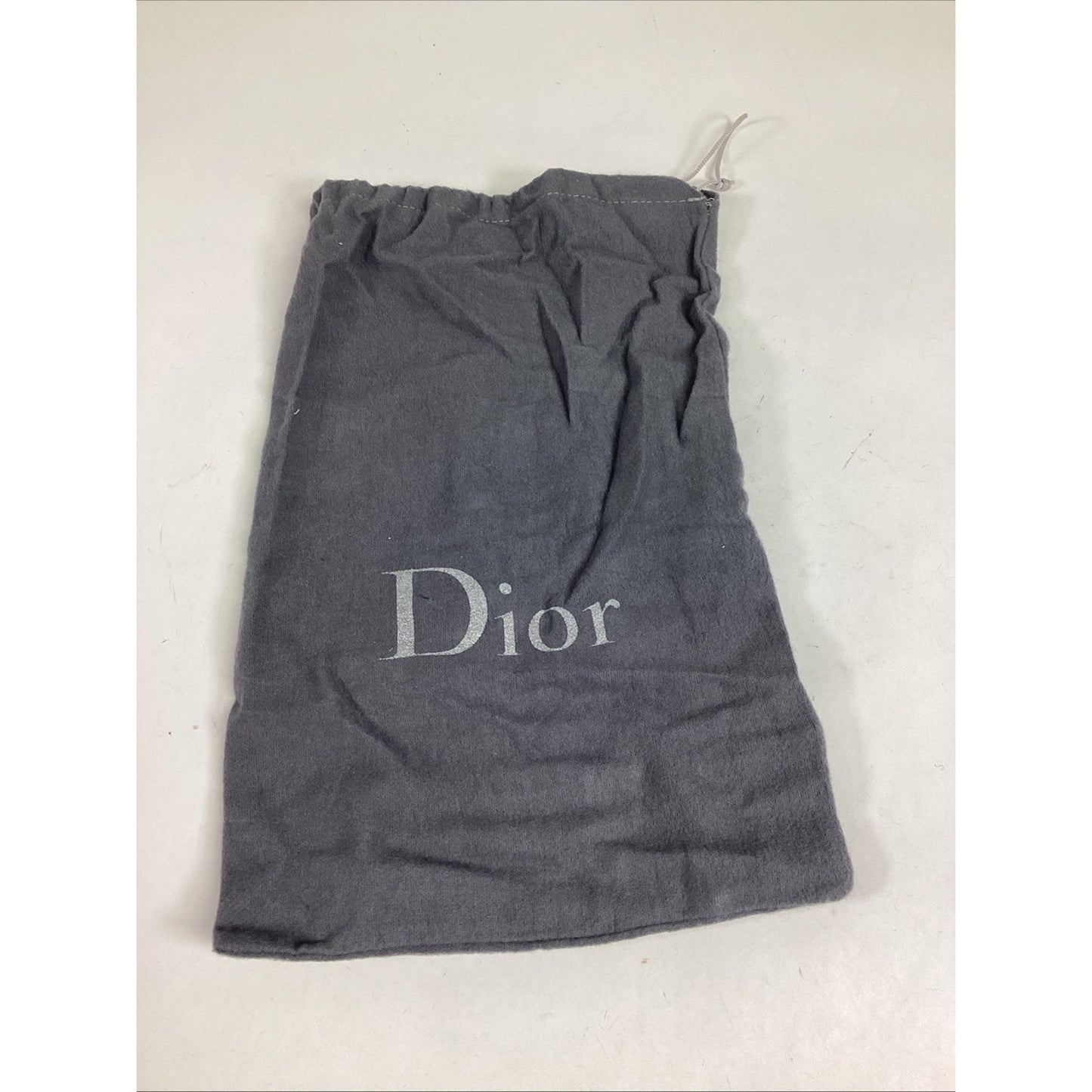 Christian Dior Gray Fleece Drawstring Bag - 14x8.5”