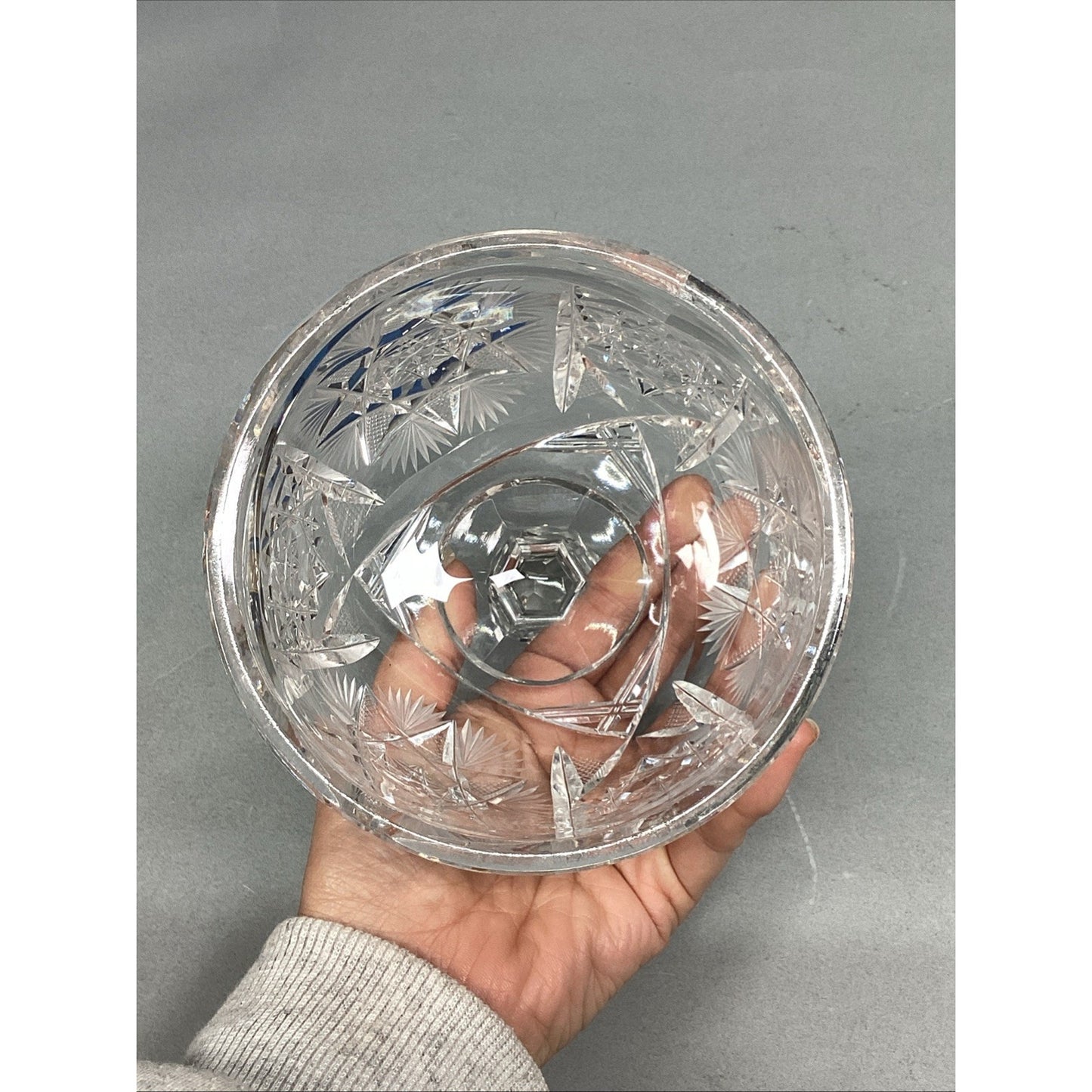 Cut Crystal Glass Hobstar Cheese Or Butter Dome