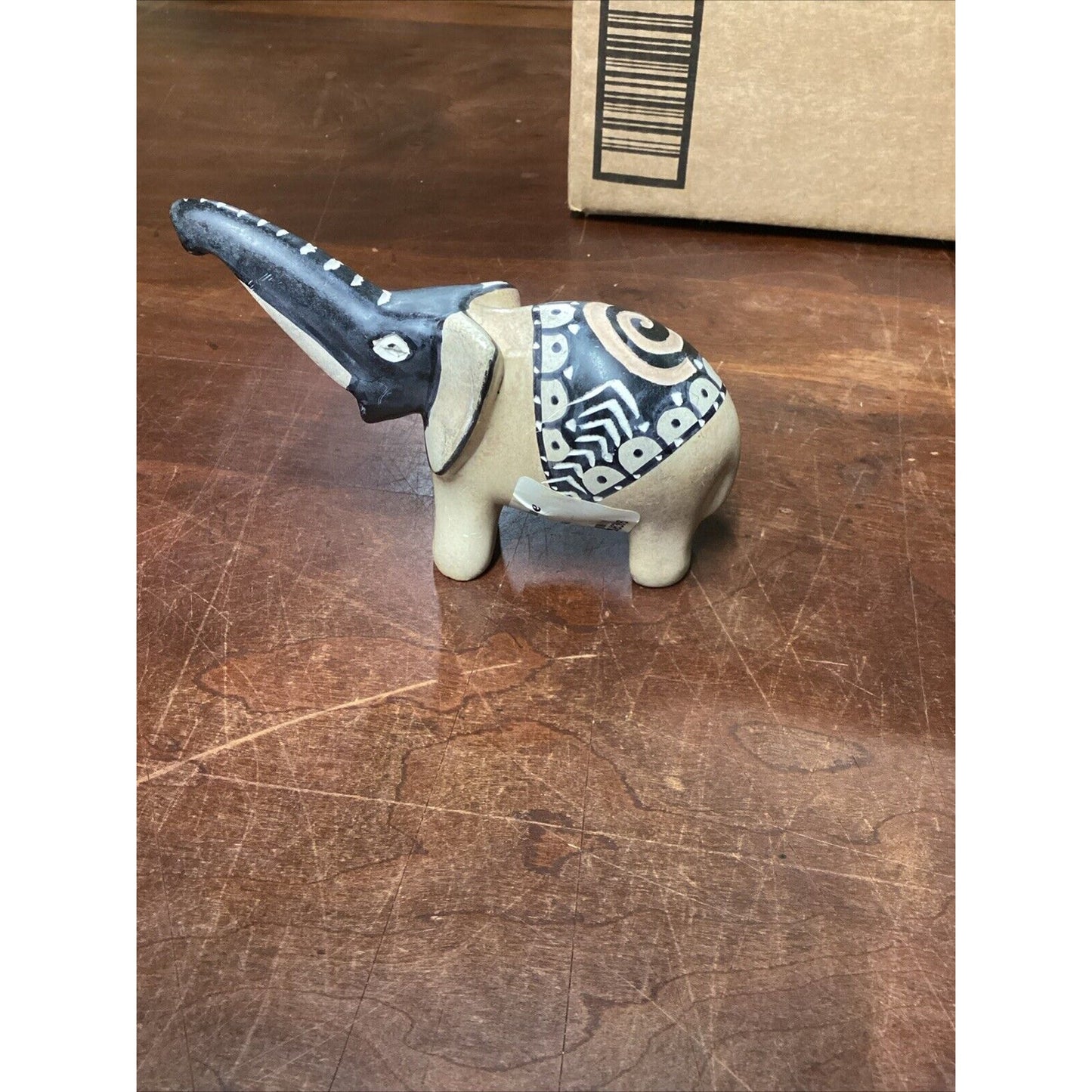 Kenya Elephant Soapstone Marble Figurine & Wooden Handcarved Elephant