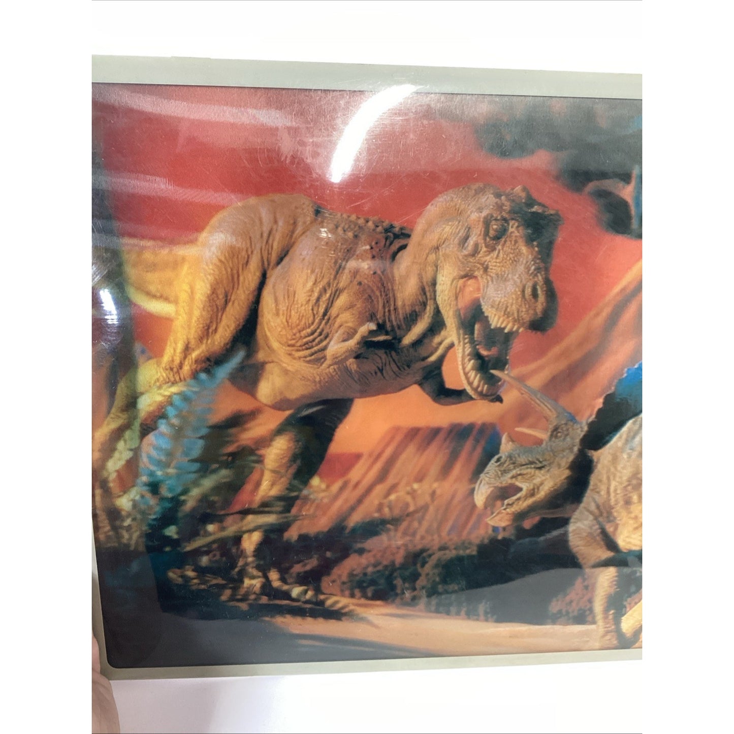 Vintage NOS 3D Lenticular Poster Panel - T-Rex/Triceratops
