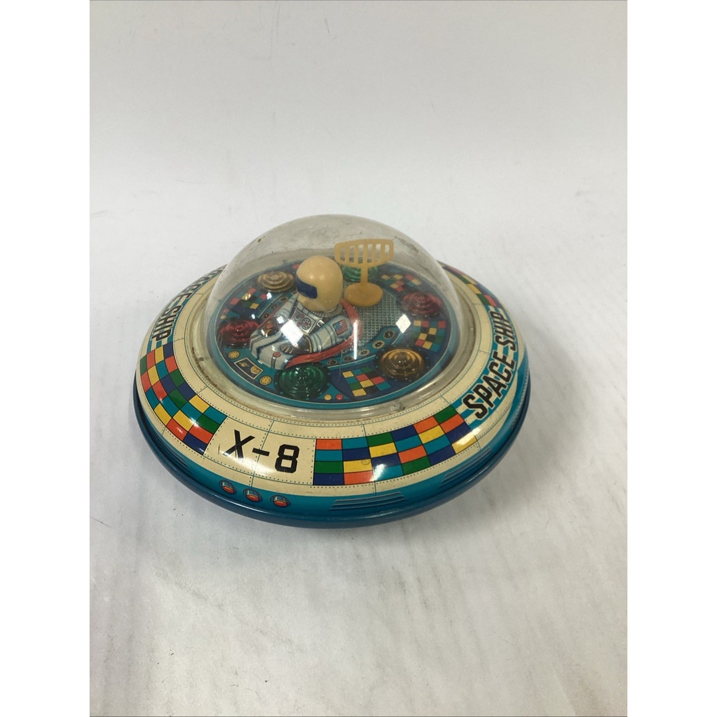 Vintage X-8 Spaceship Toy - No Lights - Spins/Moves/Sound Works