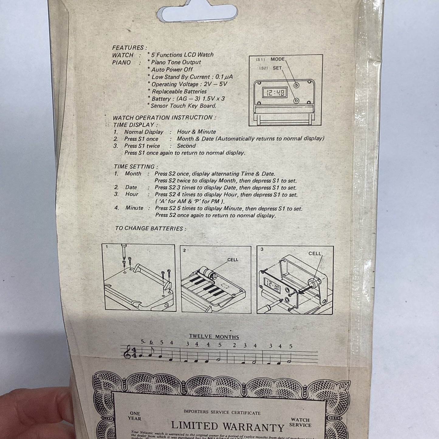 Vintage 1980’s Echo 500 Electronic Organ Watch Musika I Series - New In Package