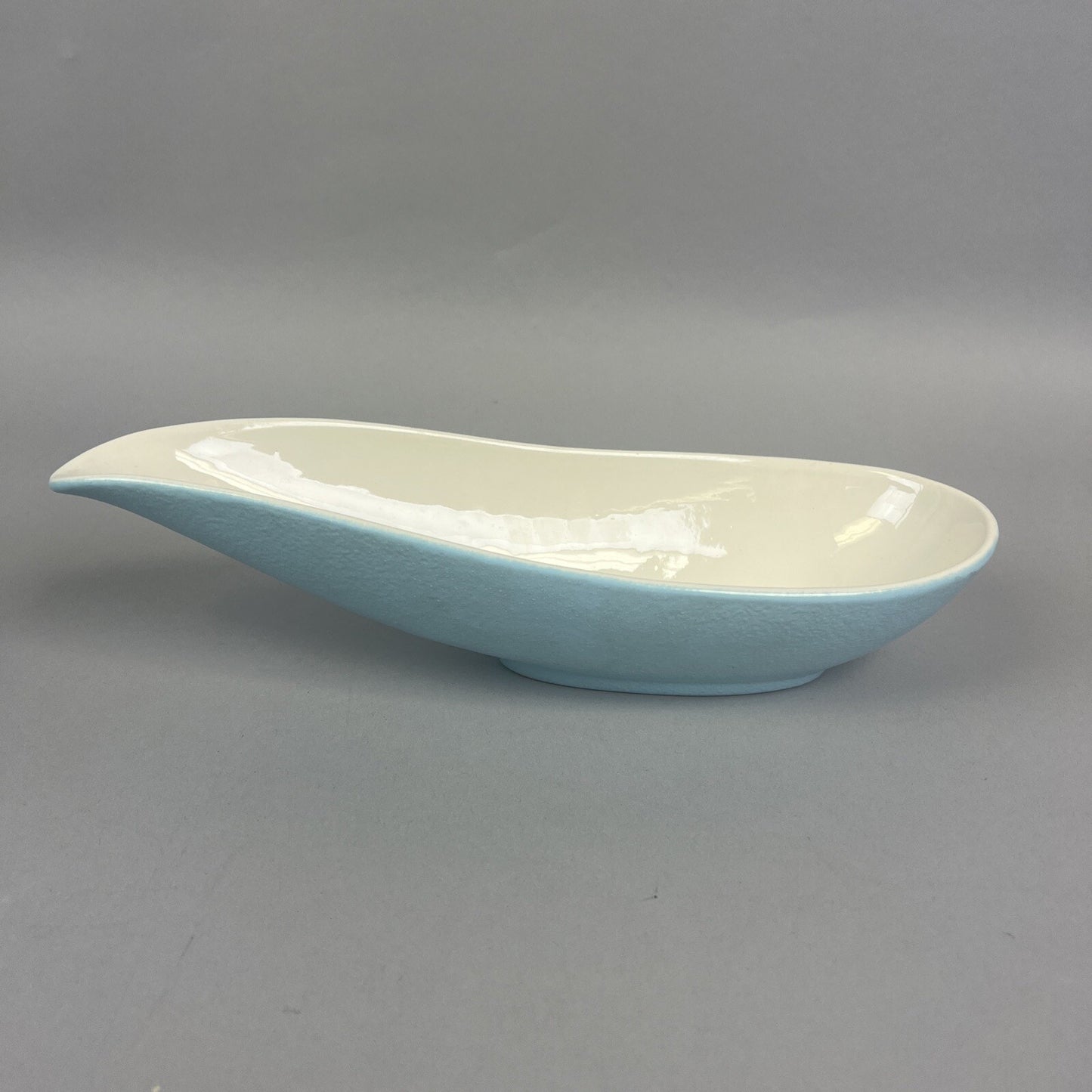 Hull Pottery 13” Gravy Boat Serving Piece Mid-Century Modern Light Blue Ceramic