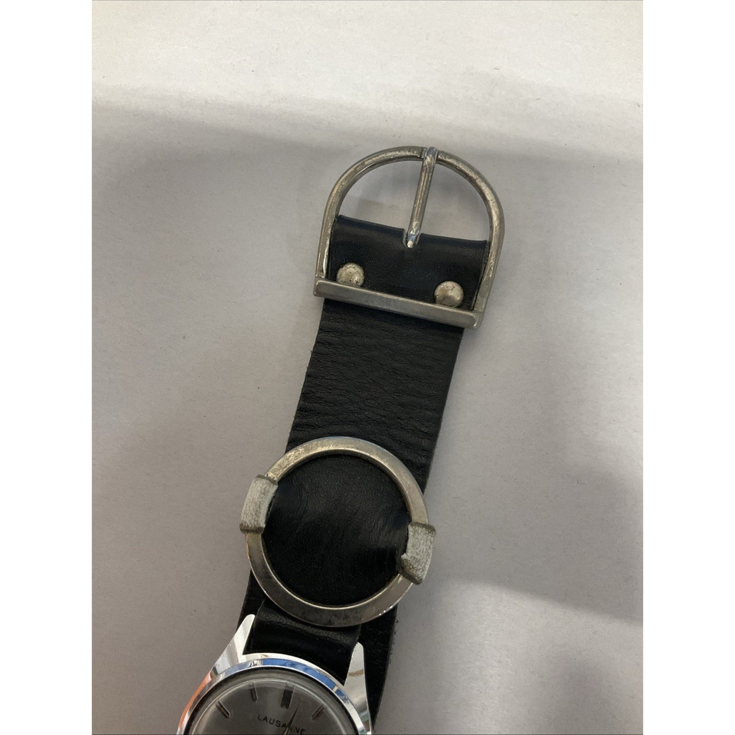 Mid-century men's Lausanne silver-tone wristwatch. Working Condition
