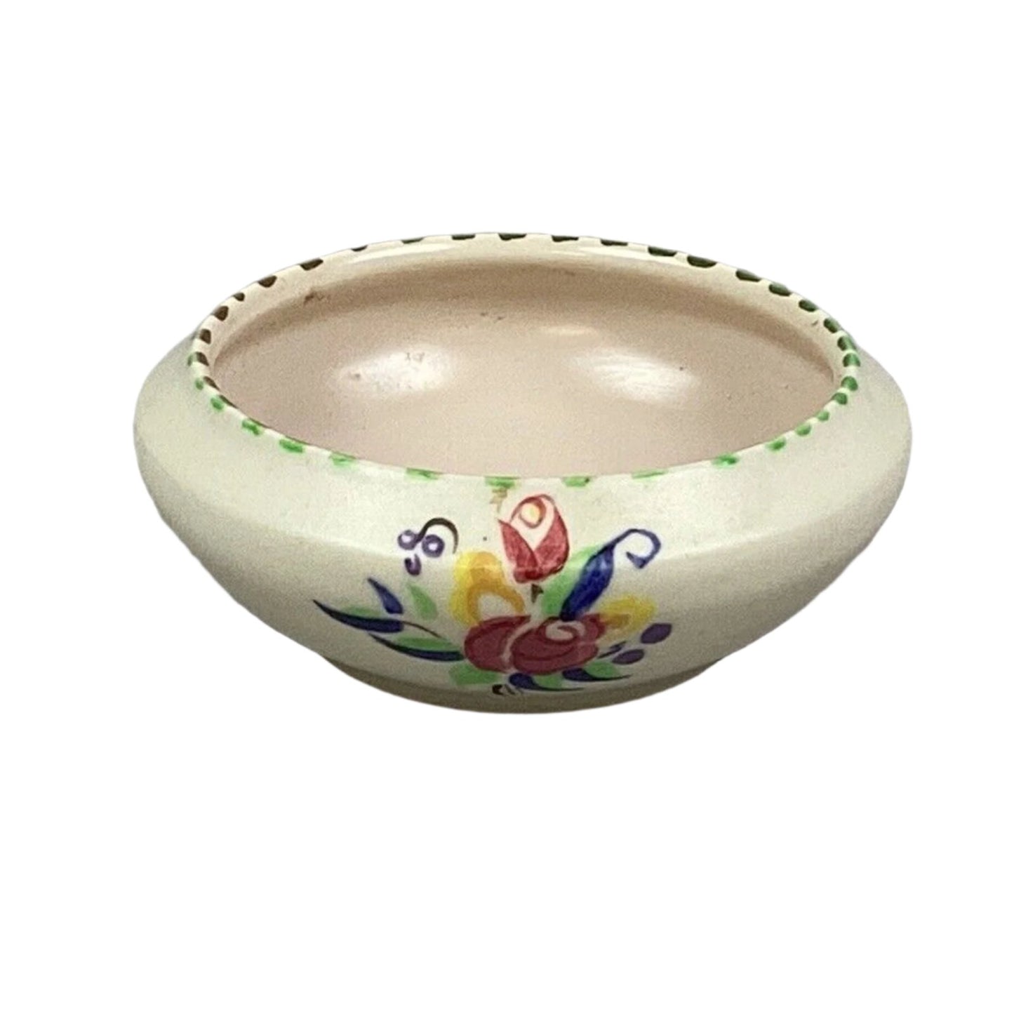 Poole Pottery - Traditional Hand Painted Flower Decorated Dipping Bowl - 2.5”