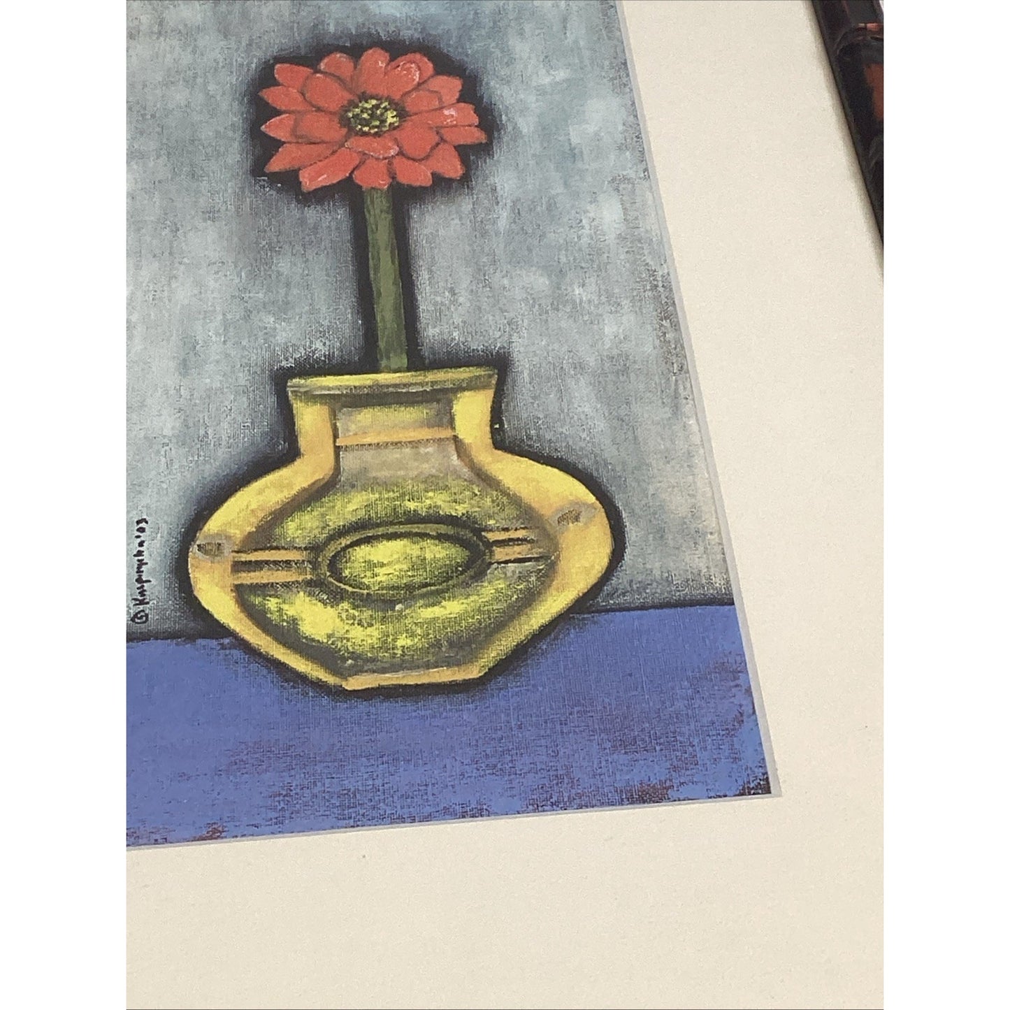 Floral Watercolor Painting - Flower In A Vase - Framed - 15x10” - Signed