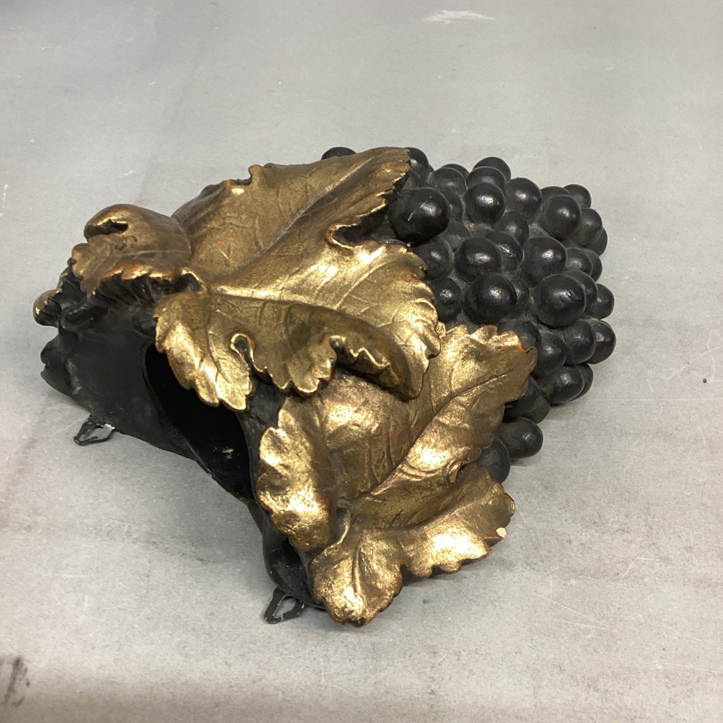 2 Vintage Gold Gilt Plaster Grape Cluster Sconce Wall Pockets
