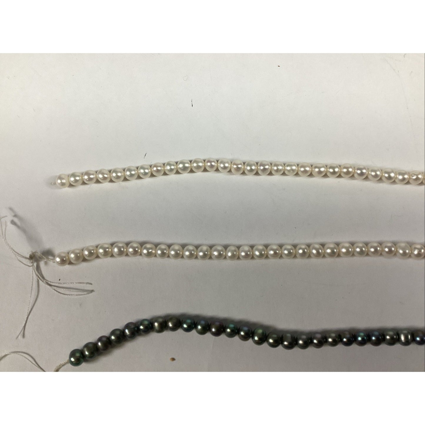 Rainbow Peacock Blue Color Pearl Strands & Ivory Pearl Strands (2 Each)