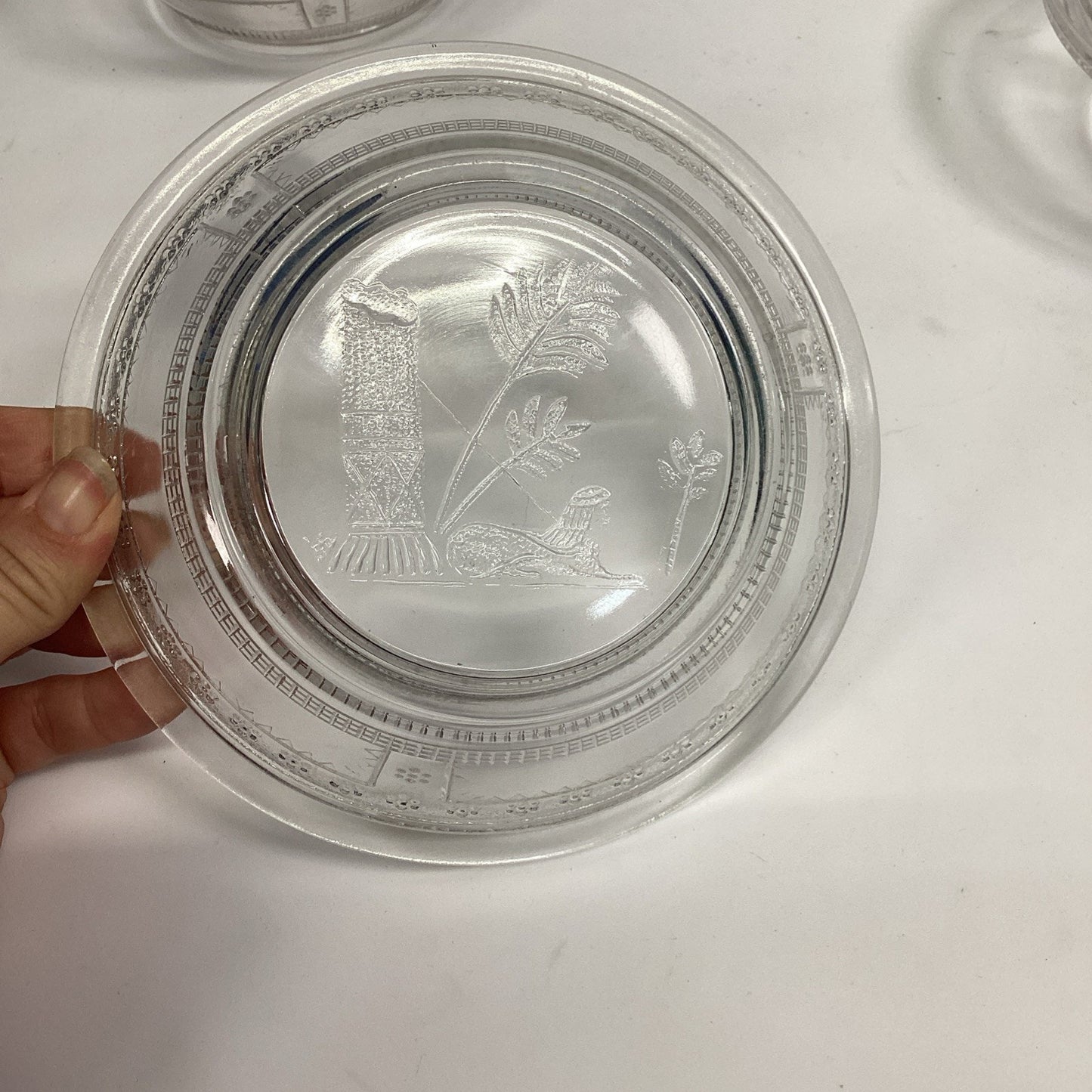 Antique 1880’s Egyptian Pattern Pressed Glass Soup or Cereal Bowls