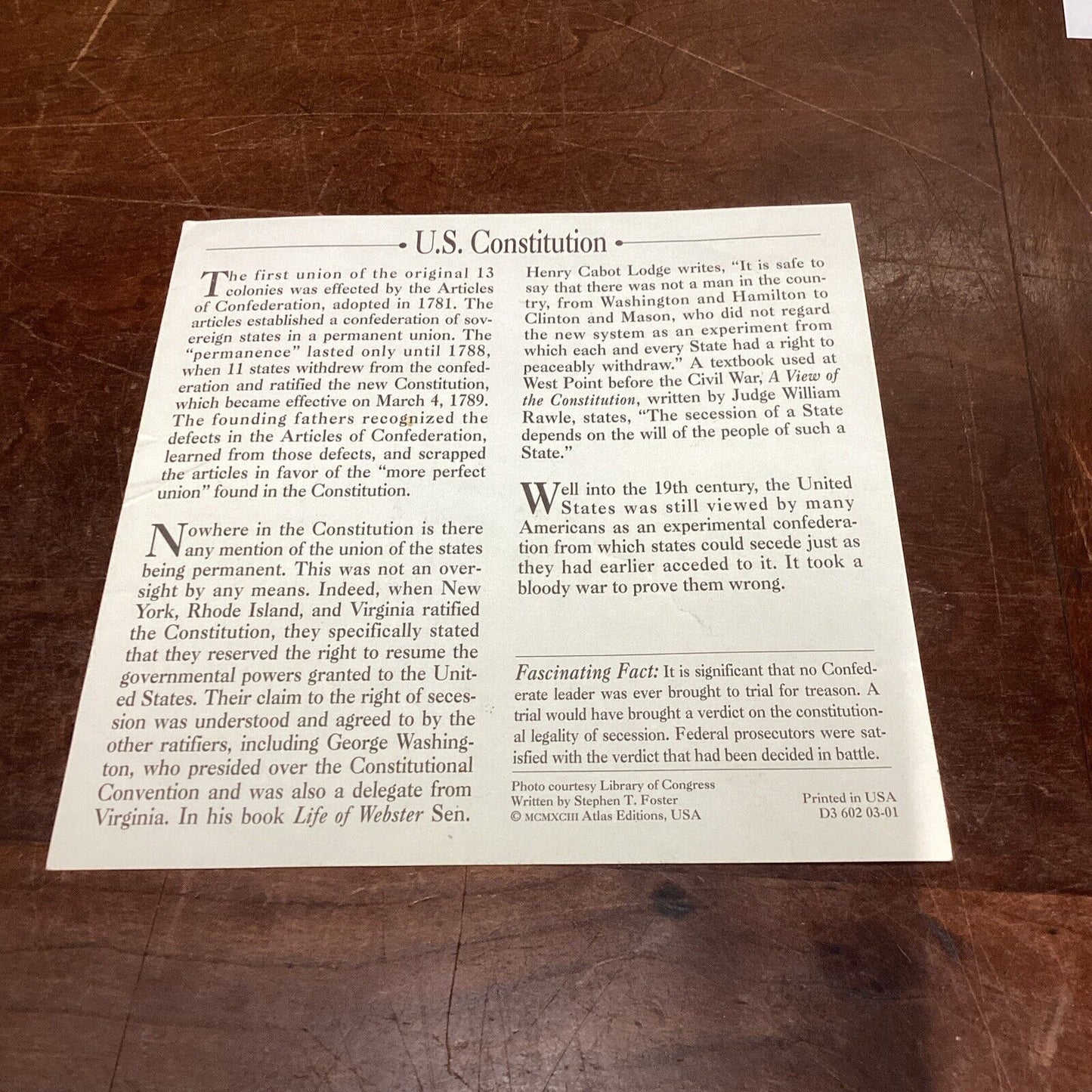 Ronald Reagan Presidential Library & Museum + US Constitution Picture Card