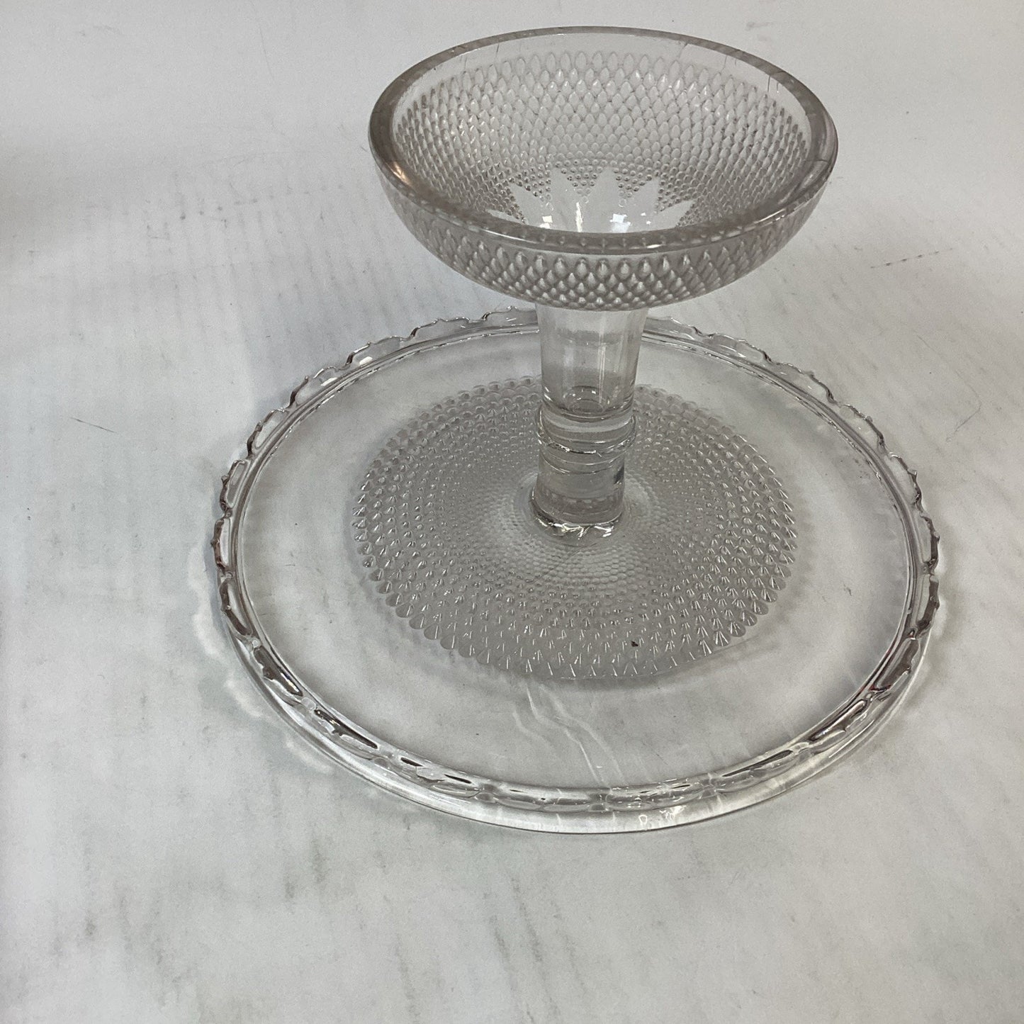 Dewdrop with Star Cake Stand High EAPG Campbell, Jones & Co. 1877