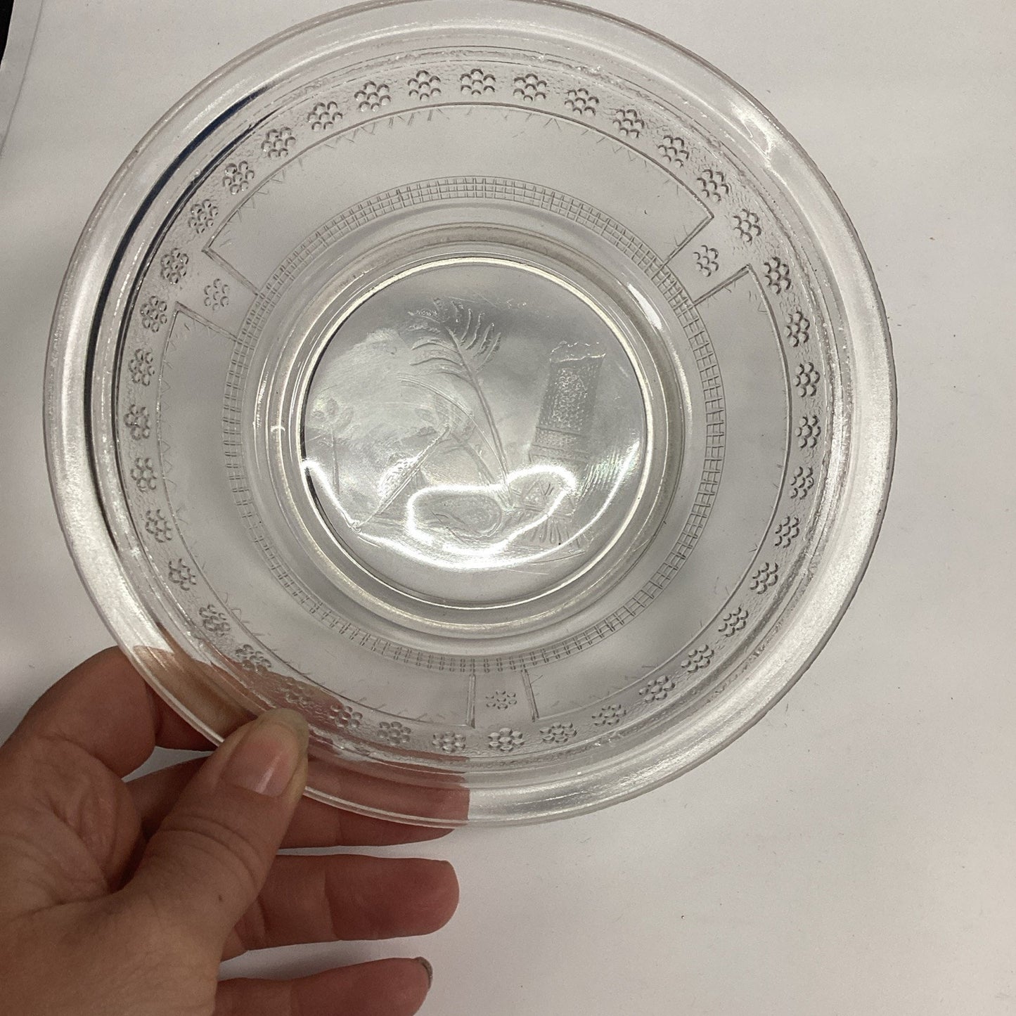 Antique 1880’s Egyptian Pattern Pressed Glass Soup or Cereal Bowls