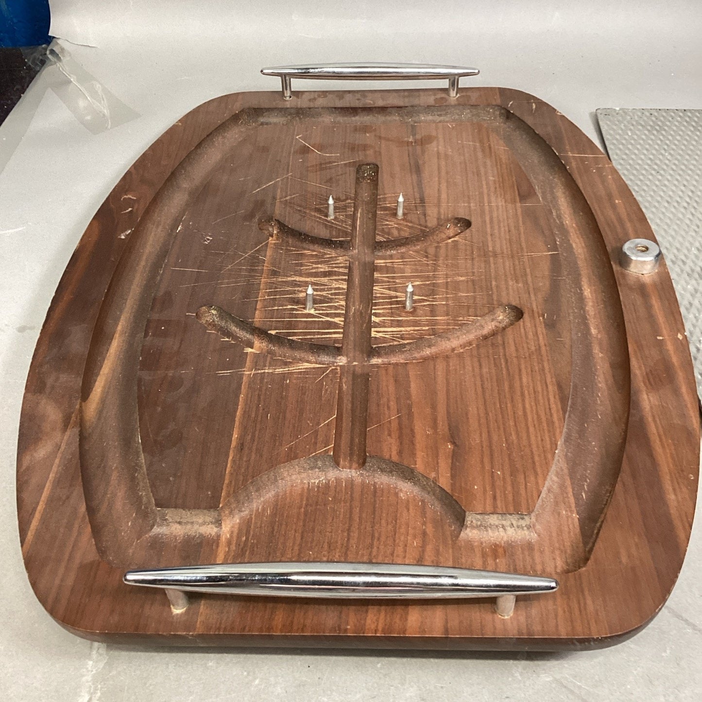 Large Wooden Carving Board, Double Edged Carving Knife & Counter Mat