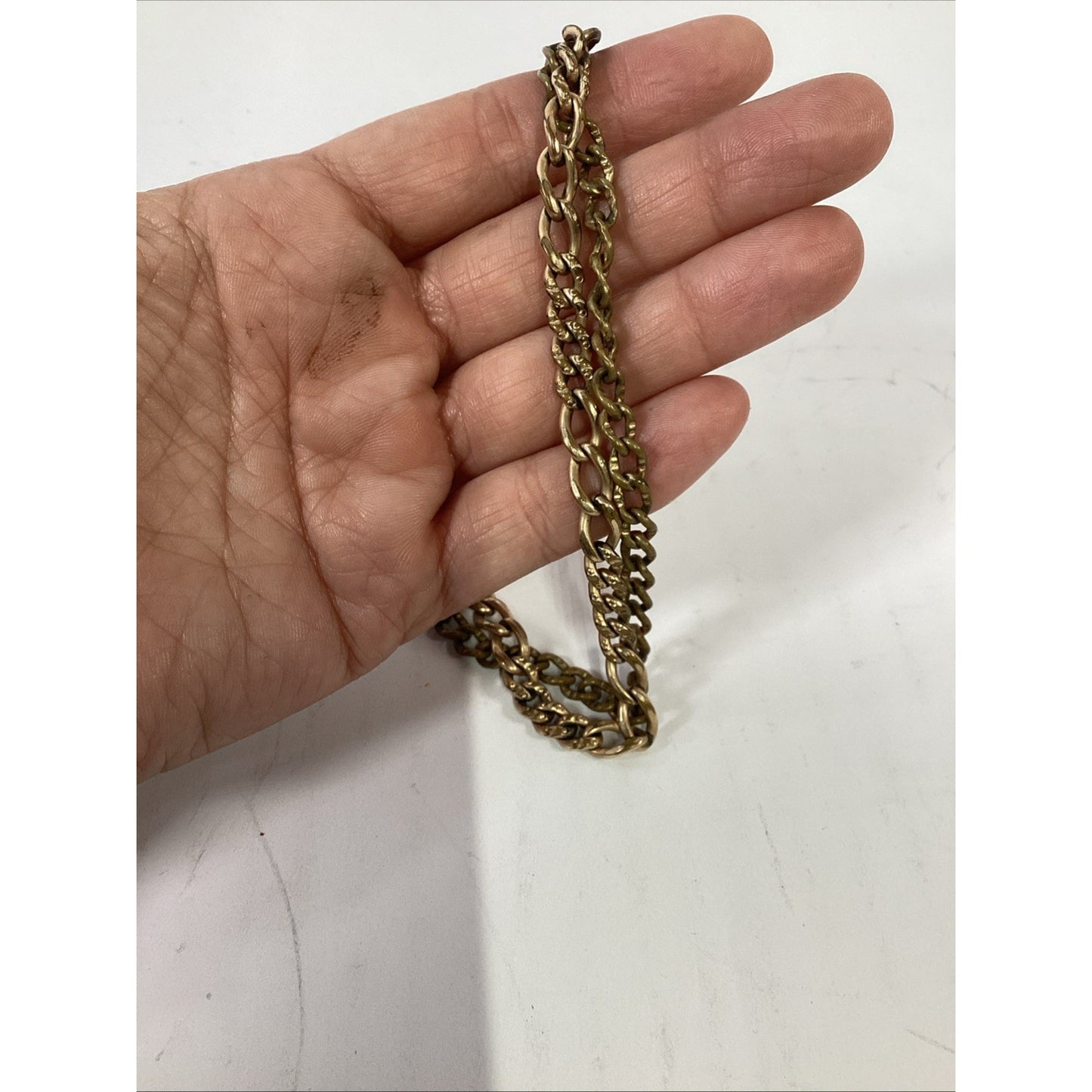 VTG J.F.S. & Sons Pocket Watch Chain W/ T-Bar & Decorative Stone-Set Watch Fob