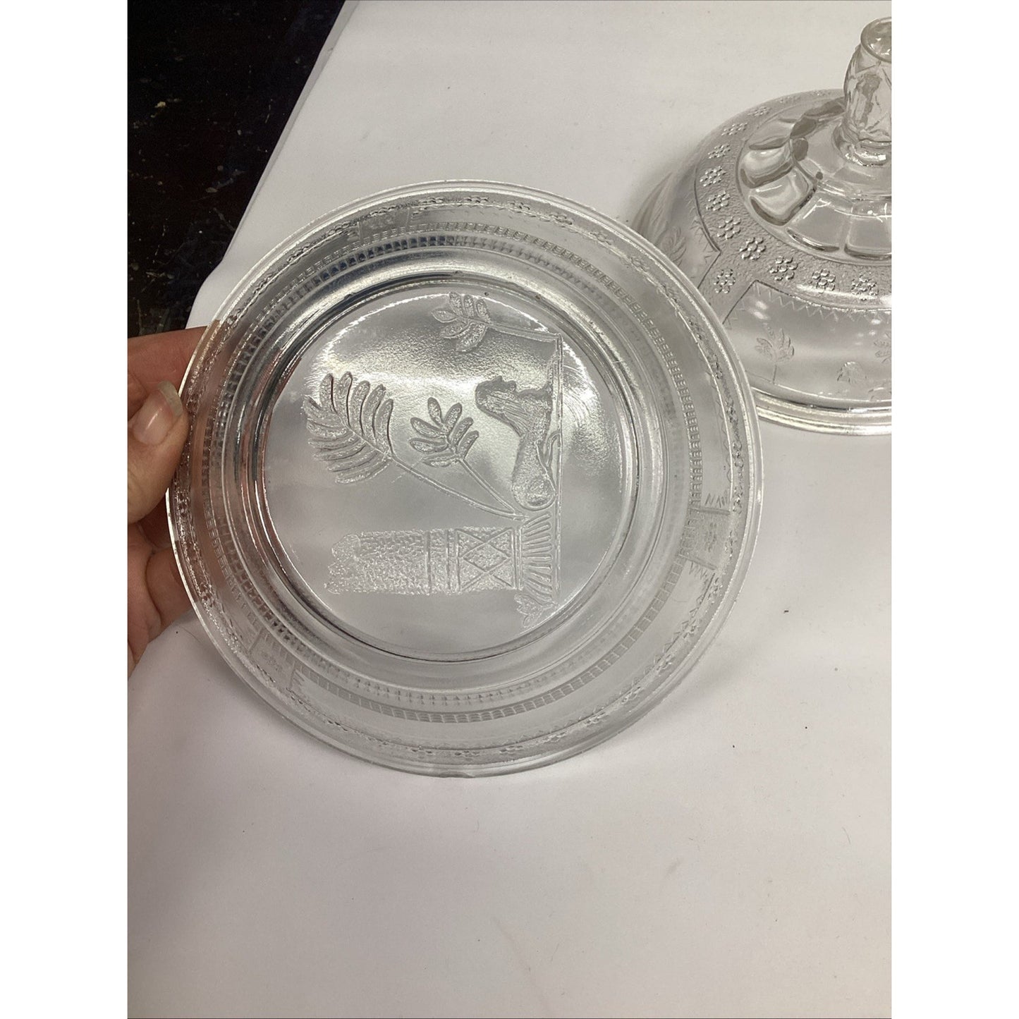 Antique EAPG Adams Glass SPHINX Egyptian Sphynx 50 Parthenon Covered BUTTER DISH