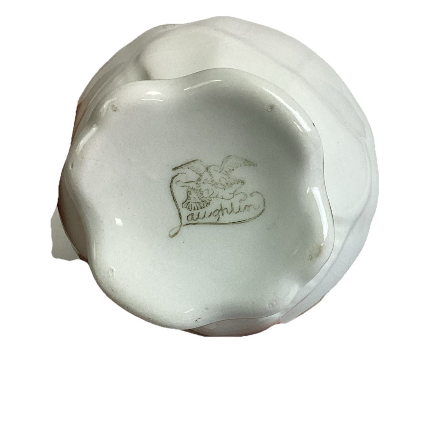 Vintage Homer Laughlin Floral Crackled Ceramic Porcelain Vase W/ Gold Trim