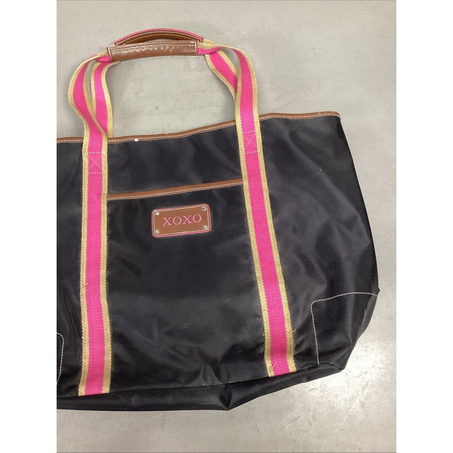 Vintage XOXO Pink Black Tote Bag - 18.5x14”