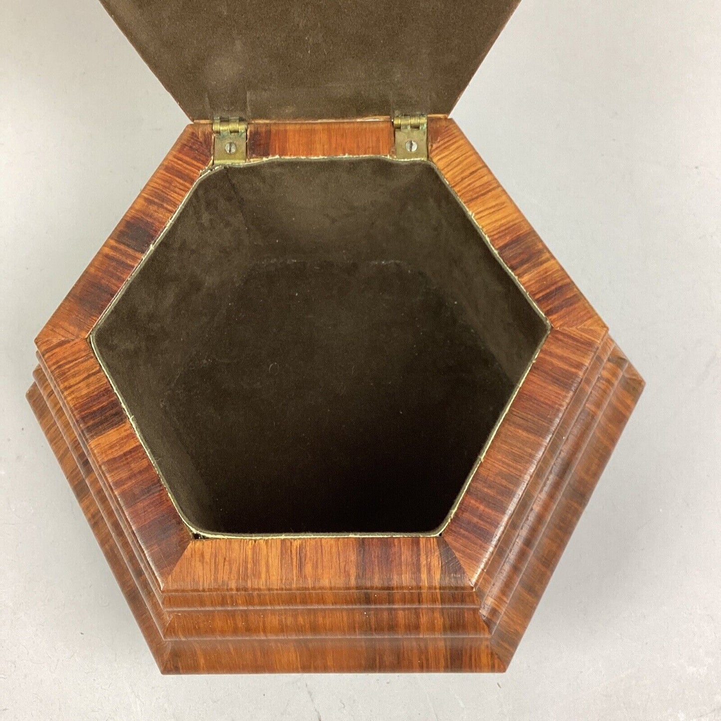 Vintage Wooden Geometric Shaped Jewelry Box - 6”