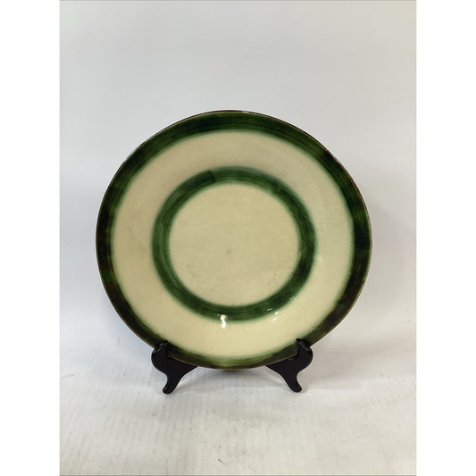 Handmade/Hand Painted Glazed Beige And Green Dinner Plate - 11.75”D