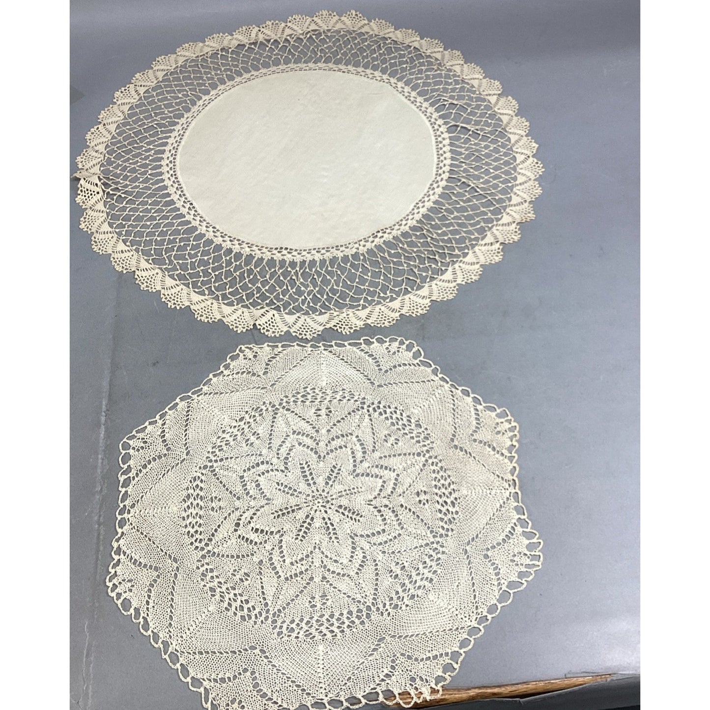 Set Of 2 Elegant Antique Handmade Needle Lace Doilies