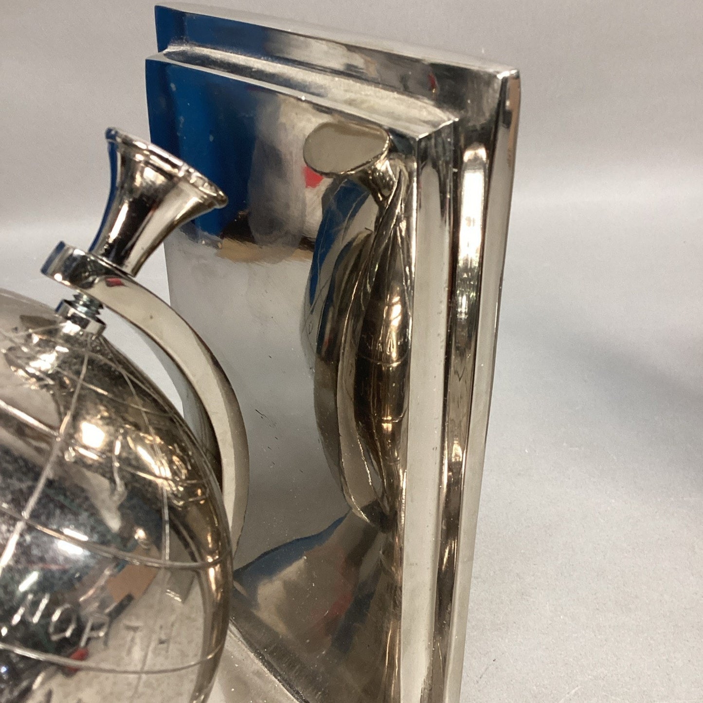 Aluminum Globe Bookends - Nickel Plated - Globes Spin
