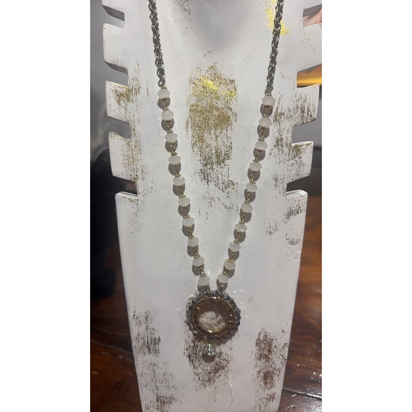 Vintage Beaded Necklace with Ornate Pendant