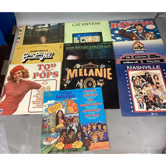 Mixed Lot Of 10 Vintage LP’s - Cat Stevens, Jimmie Rodgers, Gordon Lightfoot
