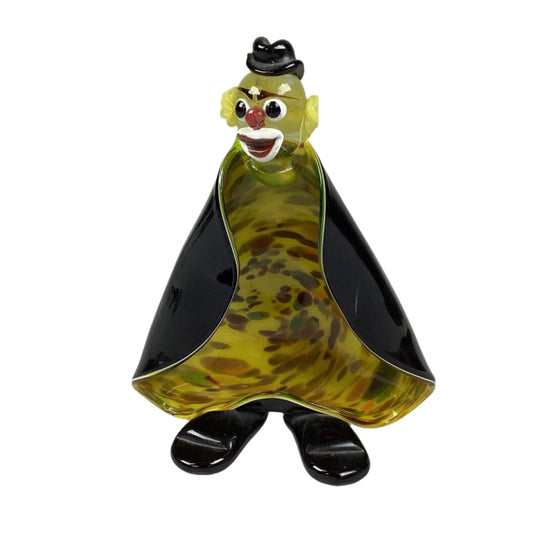 Vintage Hand Blown Glass Clown Ashtray, Candy Dish or Figurine- Rare Collectible