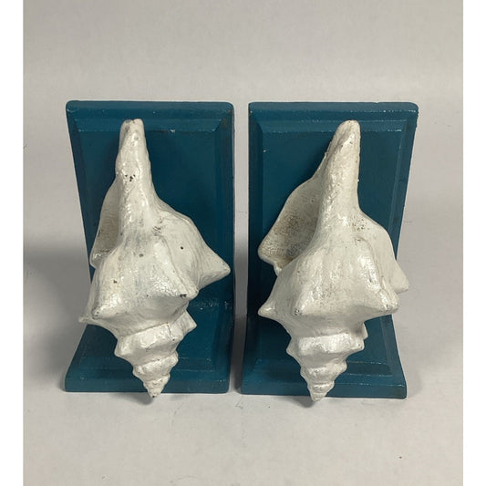 Antique Style Pair of Cast Iron Conch Shell Bookends