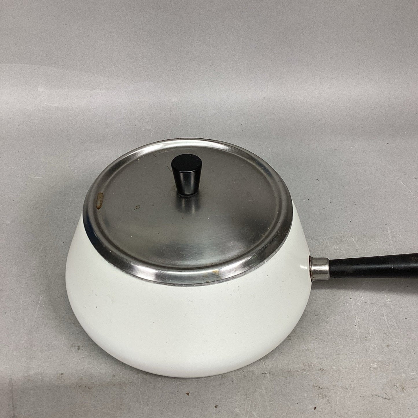 Vintage White Sauce Fondue Pot With Lid