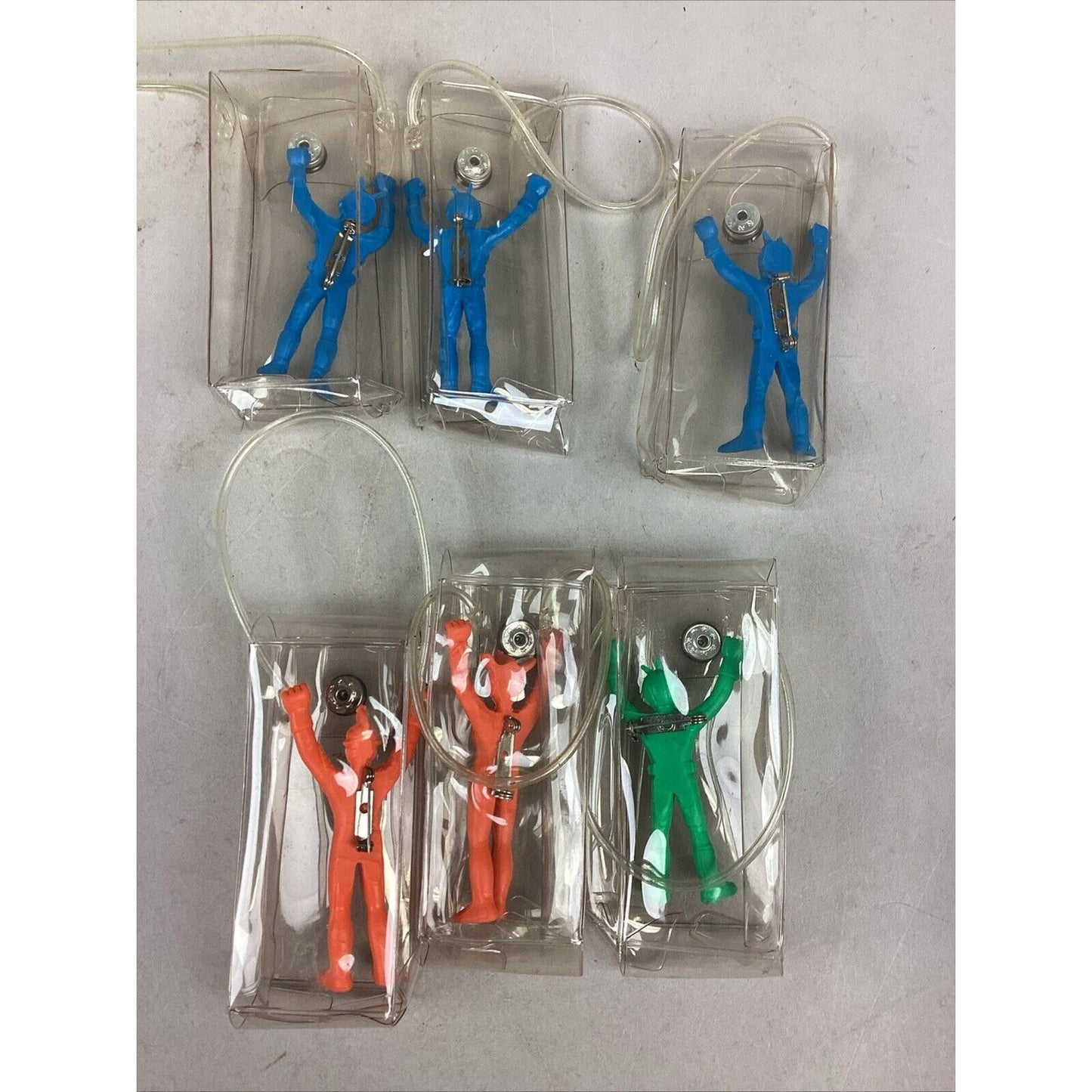 Vintage Ultraman Kaiju Keshi Eraser Pins In Original Plastic Holder - Lot Of 6