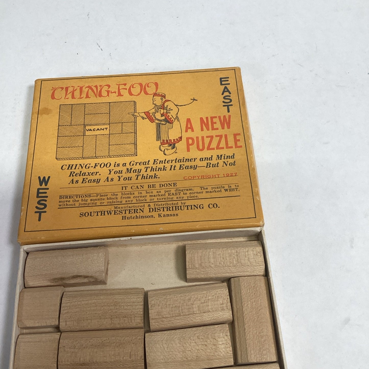 Rare Vintage 1927 Ching-Foo Klotski Wood Sliding Puzzle