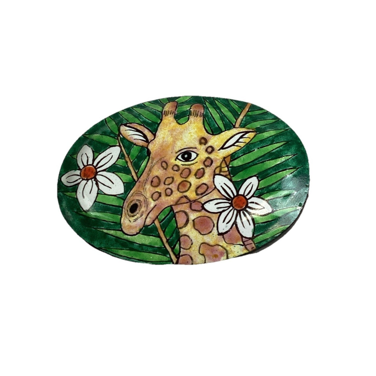 Vintage Enameled Giraffe Trinket Box With Lid