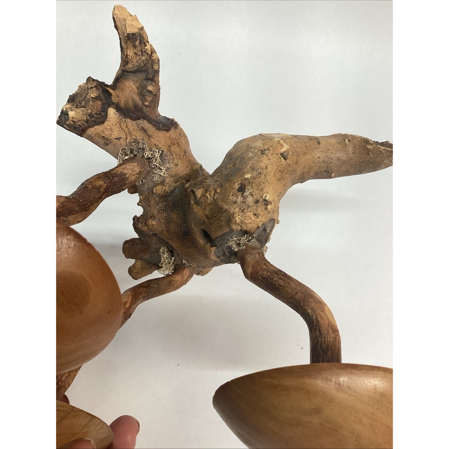 Vintage Hand Carved Glazed Wooden Sculpture