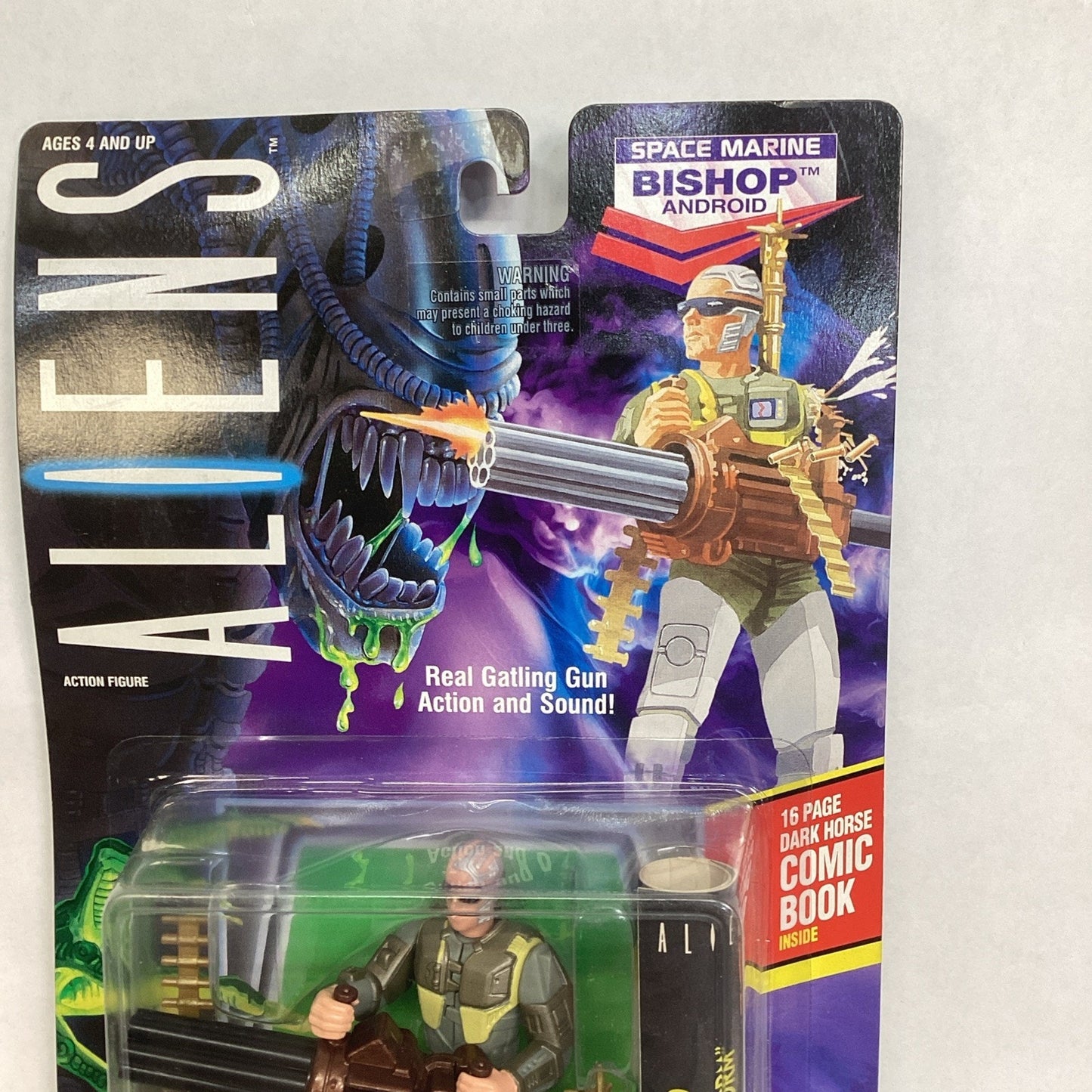 Aliens Bishop Android Space Marine w Gattling Gun Action Figure 1992 NOS