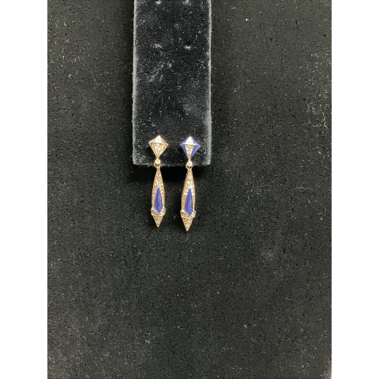 Vintage Panetta Clip On Gold-tone Clear Rhinestone Dangle Teardrops