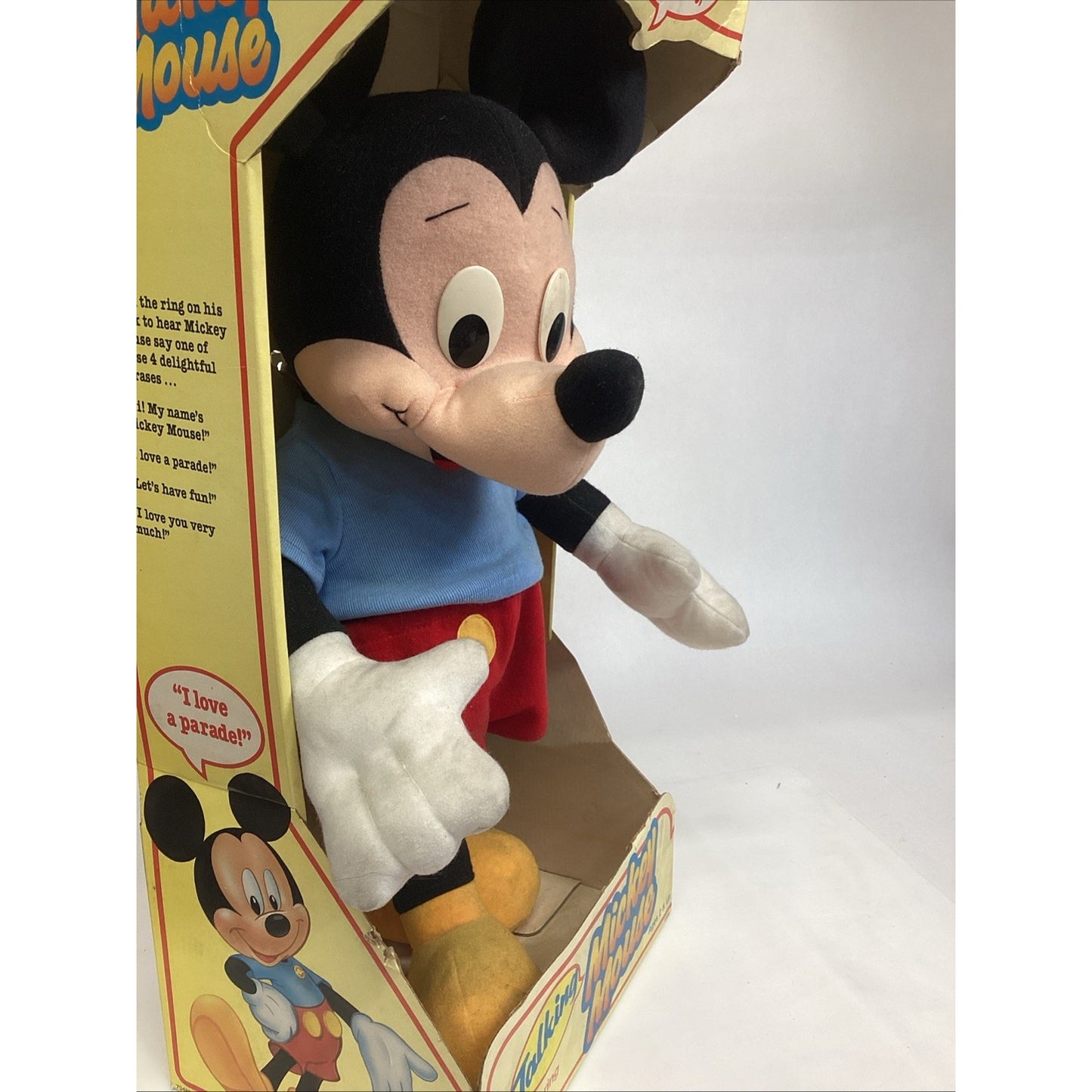 1988 DISNEY Talking Mickey Mouse Pull String Playskool 22" Plush 70488 Works