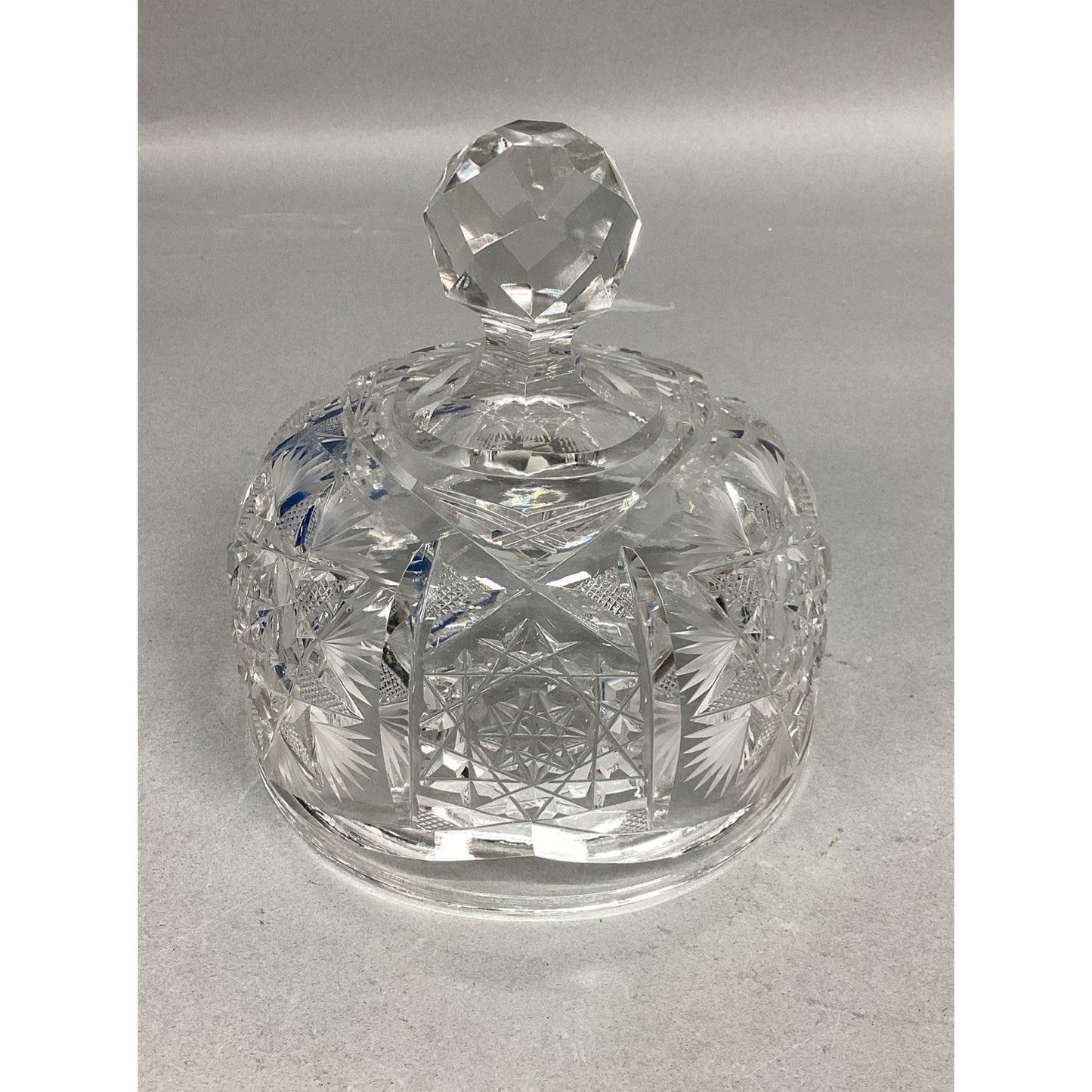 Cut Crystal Glass Hobstar Cheese Or Butter Dome