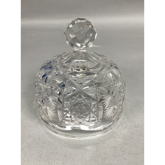 Cut Crystal Glass Hobstar Cheese Or Butter Dome