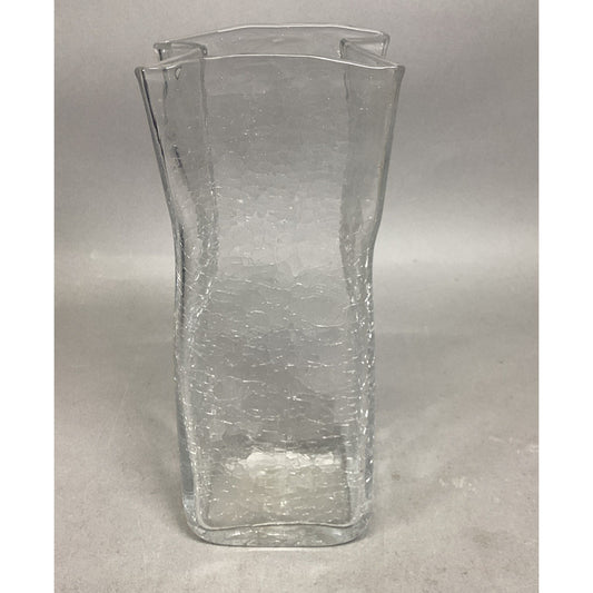 Hand Blown Crackled Glass Vase - 8.75”H