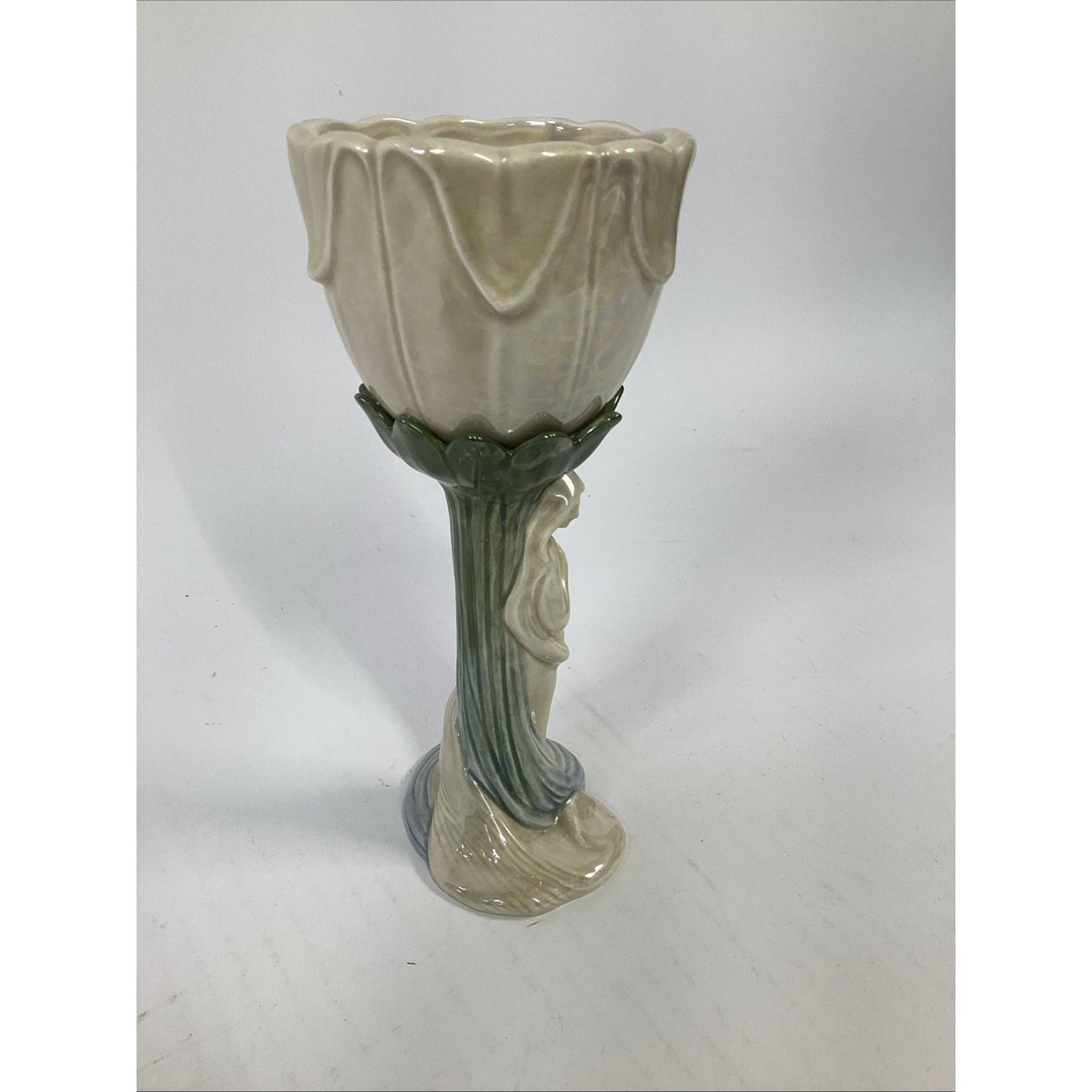Fitz & Floyd Art Nouveau Ceramic Goblet Pearlescent Figurative Japan 1978