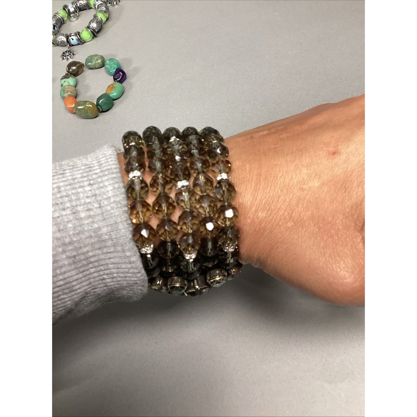 Vintage Women’s Cluster Beaded 5 Strand Stretch Bracelet