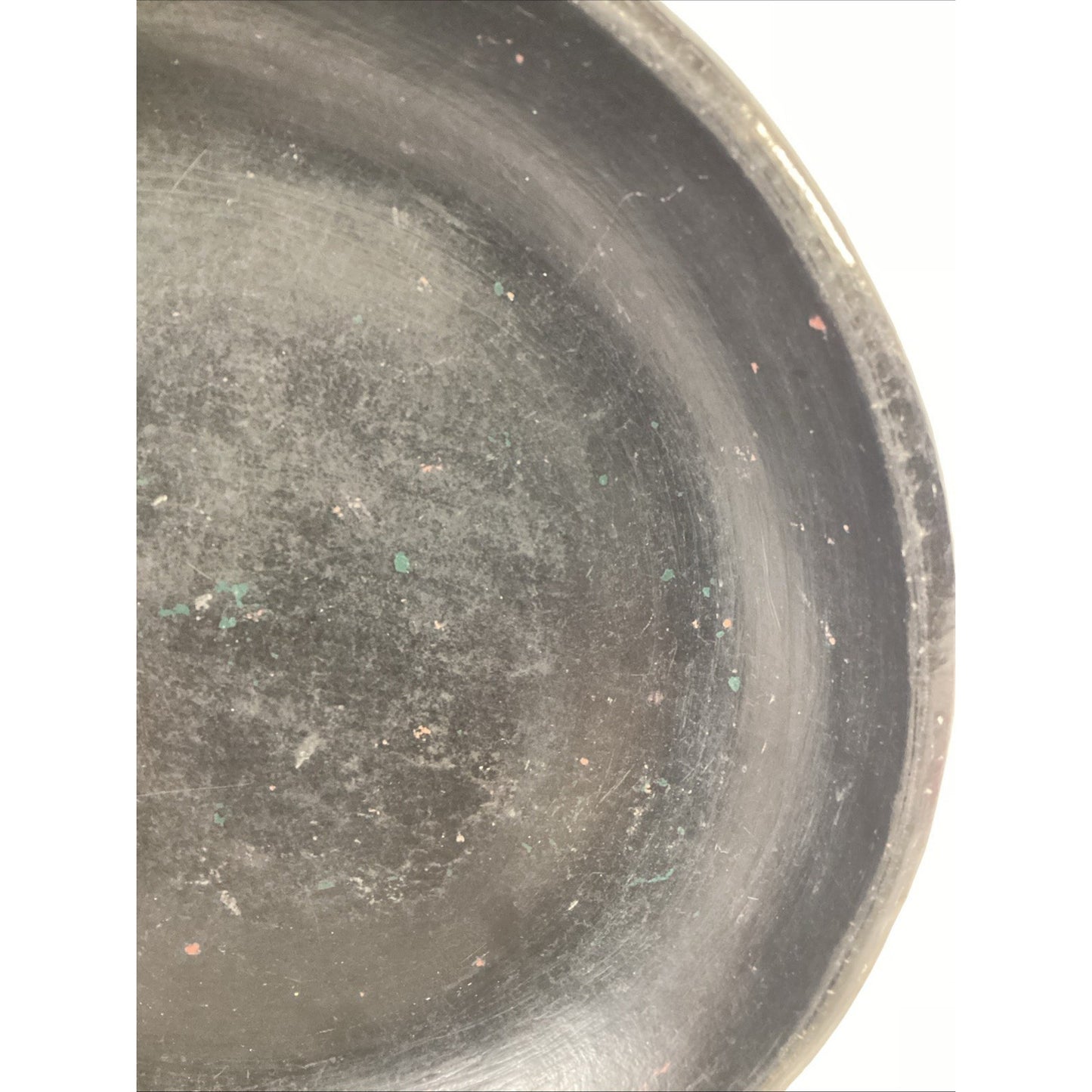 Antique Black Papier Mache Pressed Paper Pulp Ware Decorative Bowl Plate - 9”D