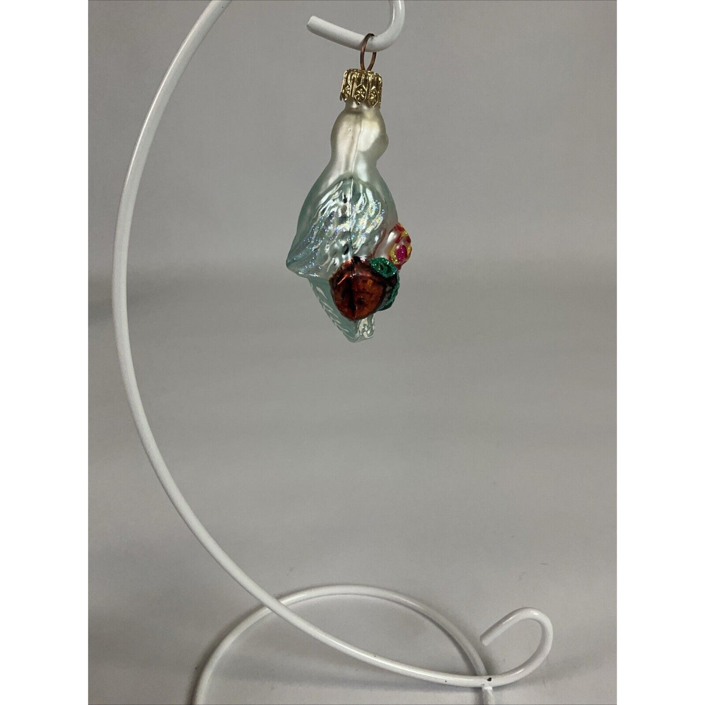 Christopher Radko Handblown Glass Christmas Ornament Lovebirds Doves w/ Roses