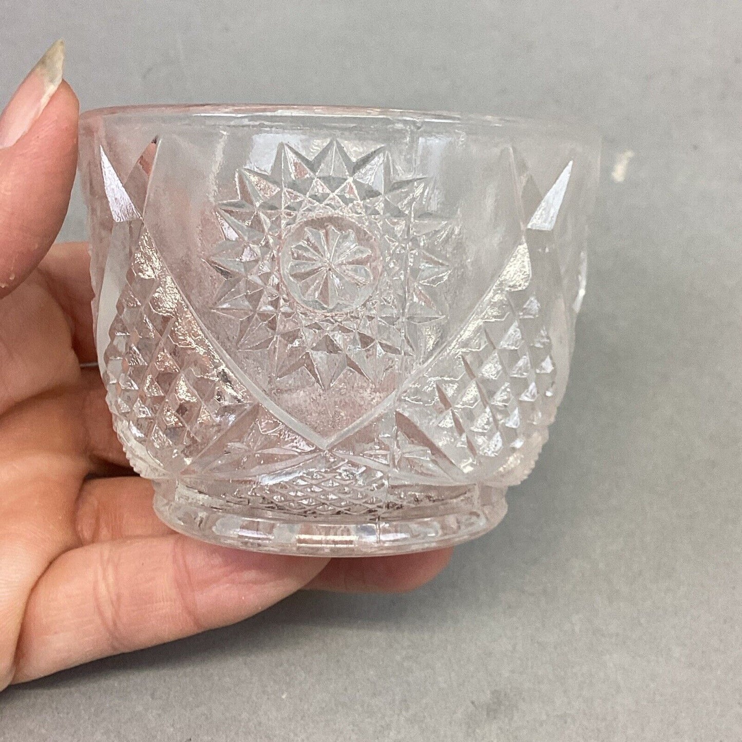 Vintage Decorative Glass Cut Glass Fruit Punch Bowl And 12 Cups Set
