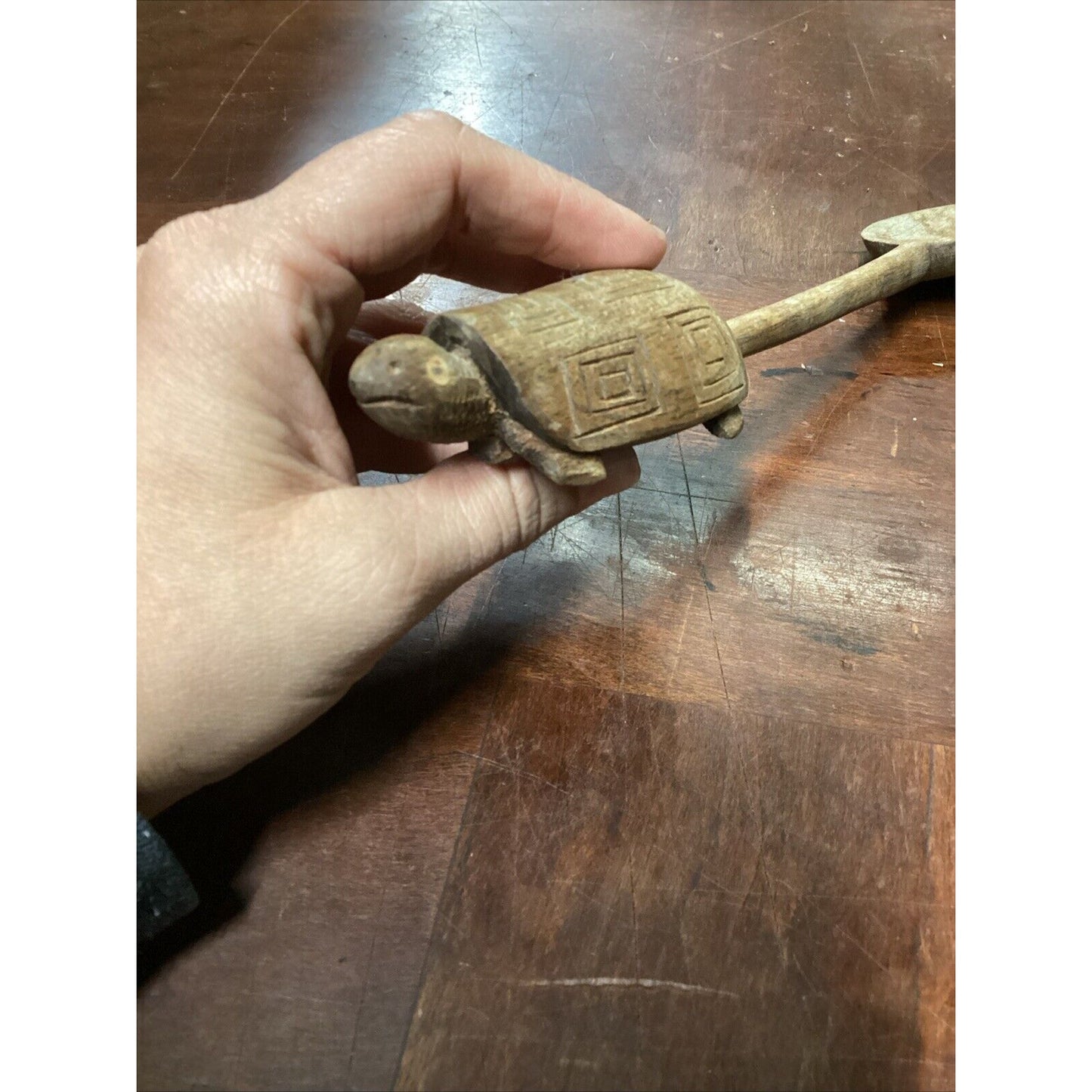 Hand Carved Wooden Decorative Turtles Fork And Spoon Set