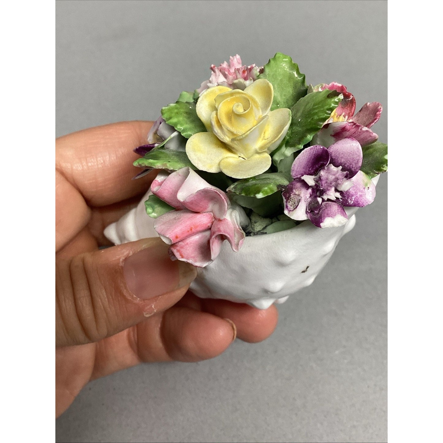 Vintage Royal Adderly Bone China Floral Bouquet Nestled in a Sea Shell - England